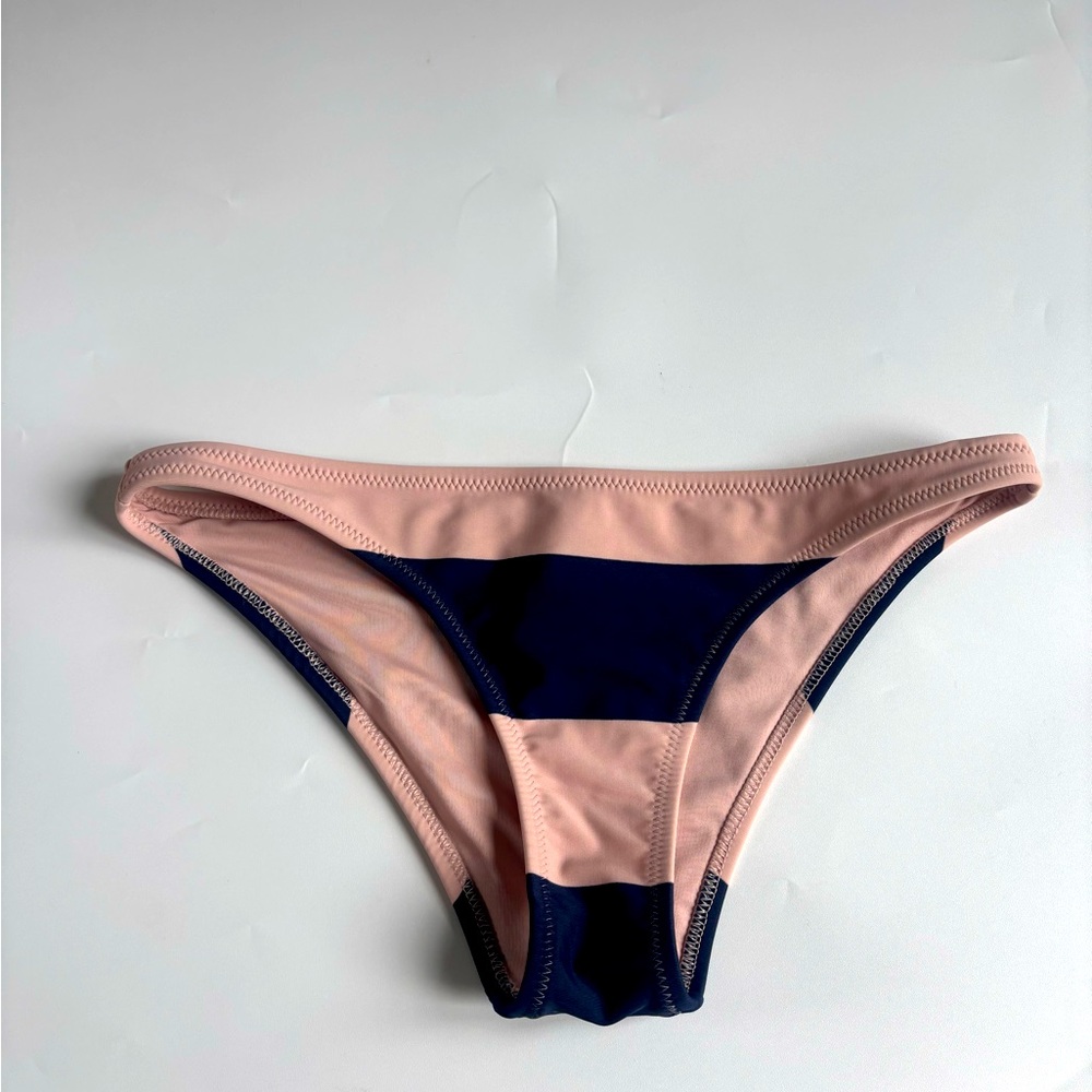 Aerie Ribbed Colorblock Cheeky Bikini Bottom Pink Navy Size S NWT